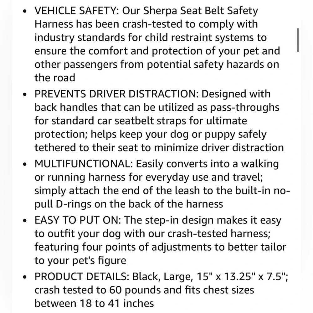 Sherpa Crash-Tested Seatbelt Safety Dog Harness- Large - Picture 8 of 8
